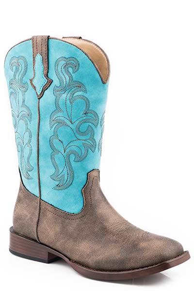 Tin Haul Chaussures pour femmes  Bottes à bout carré large  Tige en faux cuir  Dessus (vamp) en faux cuir marron effet vintage