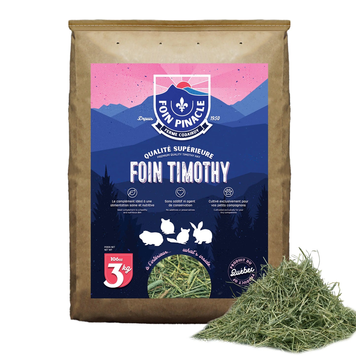 Pinacle Foin Thimothy pour Petits Animaux 3Kg
