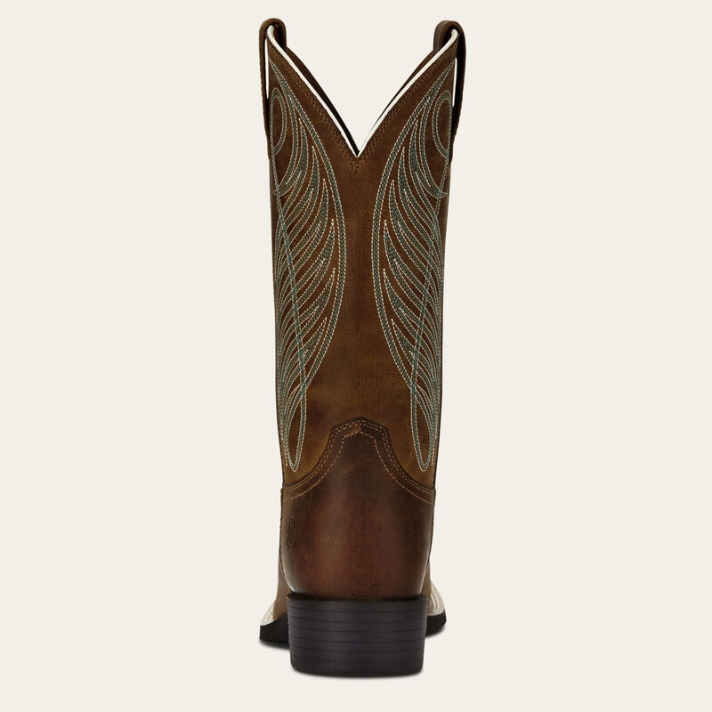 Botte western Round Up à bout carré large brun poudre Femme