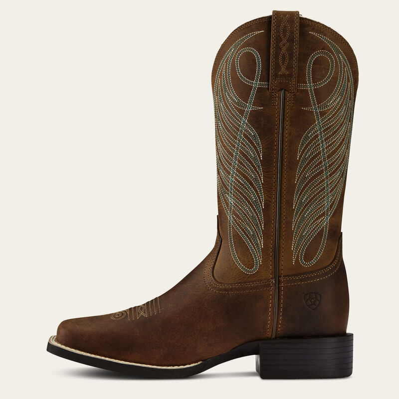 Botte western Round Up à bout carré large brun poudre Femme