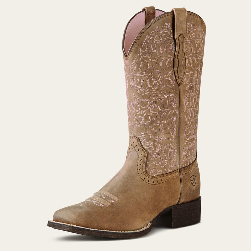 Ariat Botte western Round Up Remuda à bout carré large Brown Bomber Femme