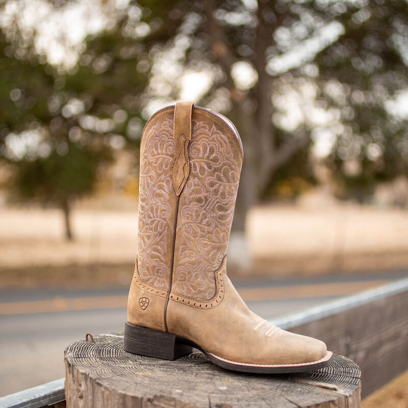 Ariat Botte western Round Up Remuda à bout carré large Brown Bomber Femme