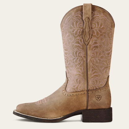 Ariat Botte western Round Up Remuda à bout carré large Brown Bomber Femme