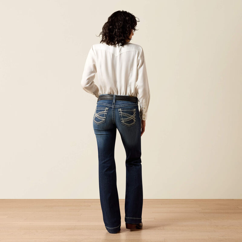 Ariat Jean Trouser taille mi-haute extensible Entwined jambe large – MARINE Femme