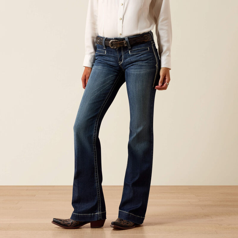 Ariat Jean Trouser taille mi-haute extensible Entwined jambe large – MARINE Femme
