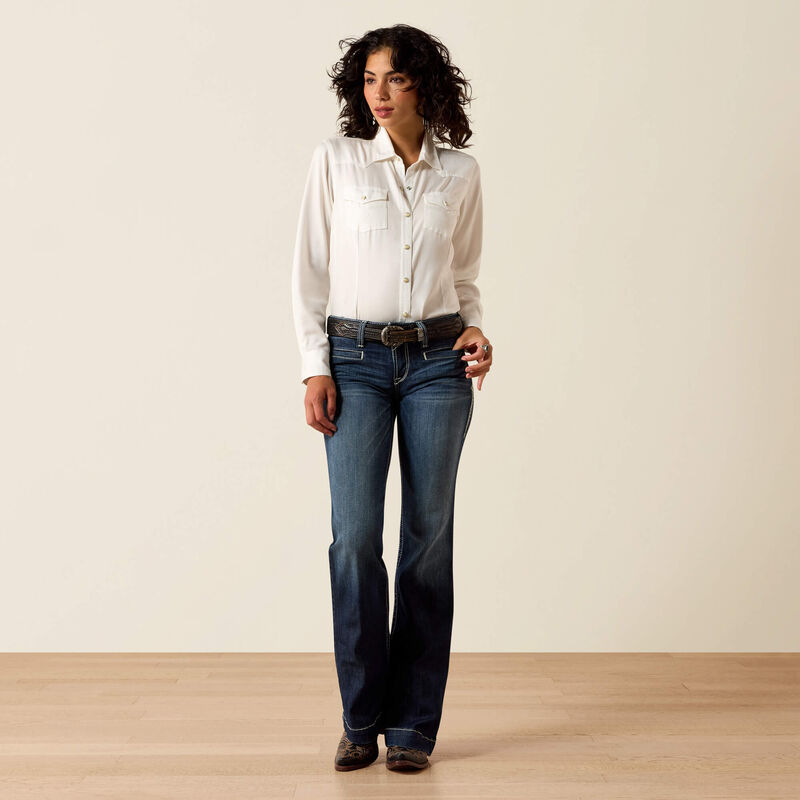 Ariat Jean Trouser taille mi-haute extensible Entwined jambe large – MARINE Femme
