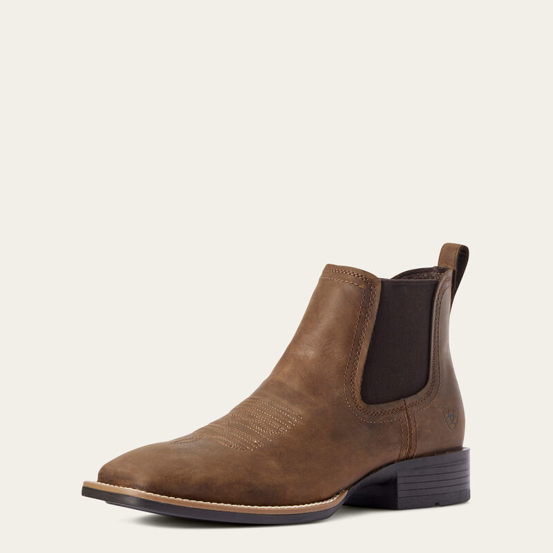 Ariat Botte western Booker Chelsea à bout carré large Tan vieilli Homme