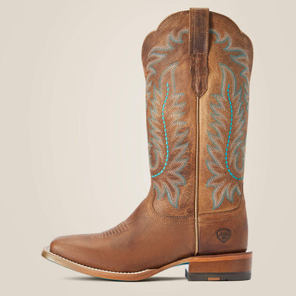 Ariat Bottes Western Frontier Tilly – Pointe Carrée Large  Rodeo Tan Femme