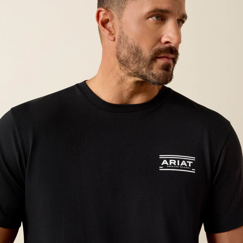 Ariat T-shirt Canyon Aztec Shield – coupe classique Homme Noir