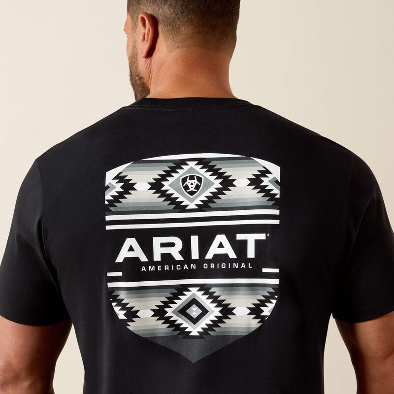 Ariat T-shirt Canyon Aztec Shield – coupe classique Homme Noir
