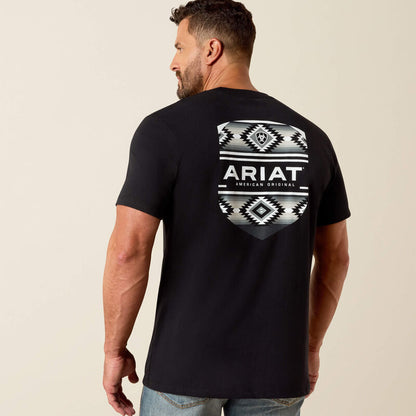Ariat T-shirt Canyon Aztec Shield – coupe classique Homme Noir