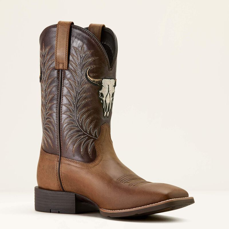 Ariat Botte Western Sport Steer Skull à bout carré large Homme