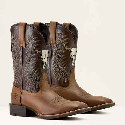 Ariat Botte Western Sport Steer Skull à bout carré large Homme