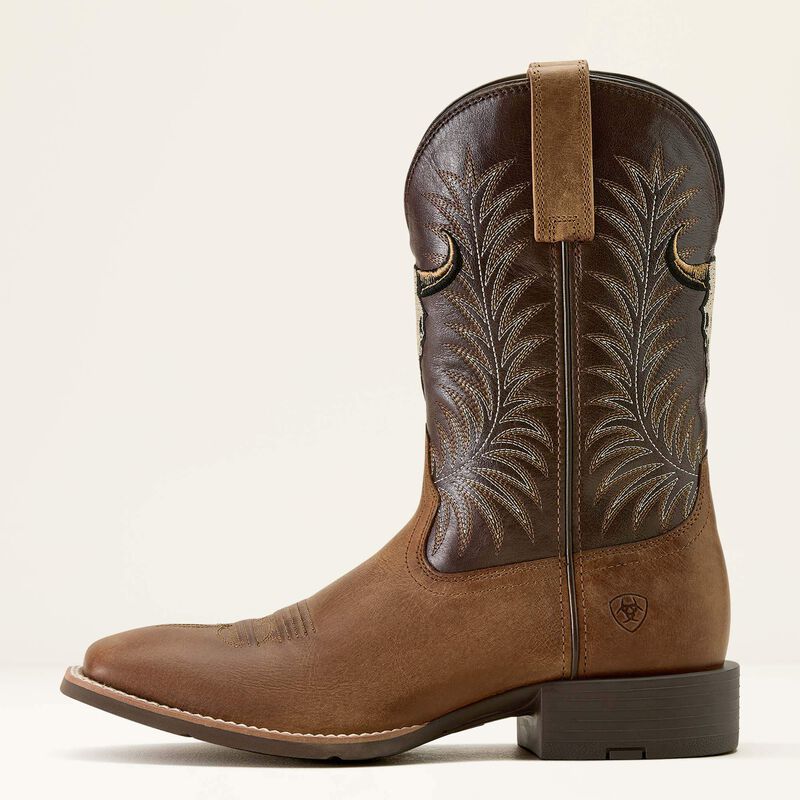 Ariat Botte Western Sport Steer Skull à bout carré large Homme