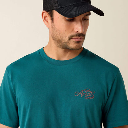 Ariat T-shirt Ariat Cattle Skull Freedom – coupe classique Homme Méditerranéen