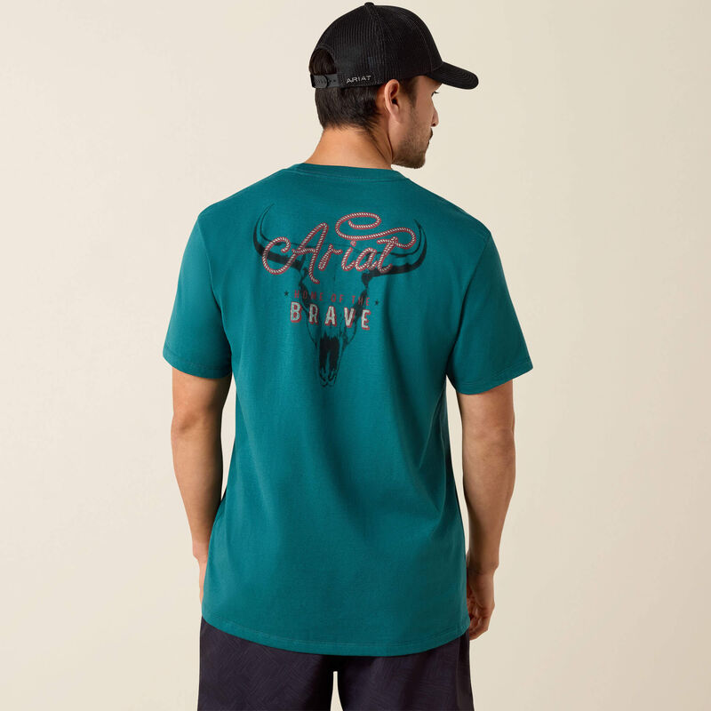 Ariat T-shirt Ariat Cattle Skull Freedom – coupe classique Homme Méditerranéen