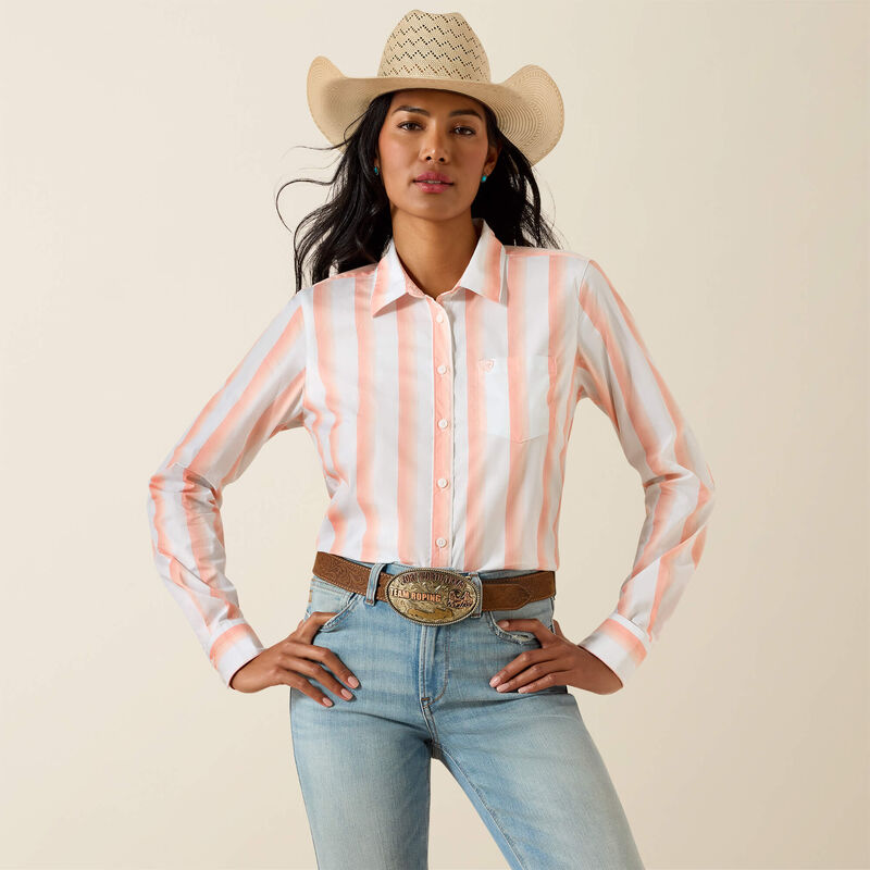 Ariat Chemise stretch Kirby Femme Motif rayé pêche et ambre