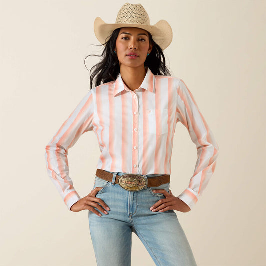 Ariat Chemise stretch Kirby Femme Motif rayé pêche et ambre