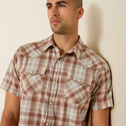 Ariat Chemise ajustée rétro Hilliard à boutons-pression Homme Motif à carreaux brun clair