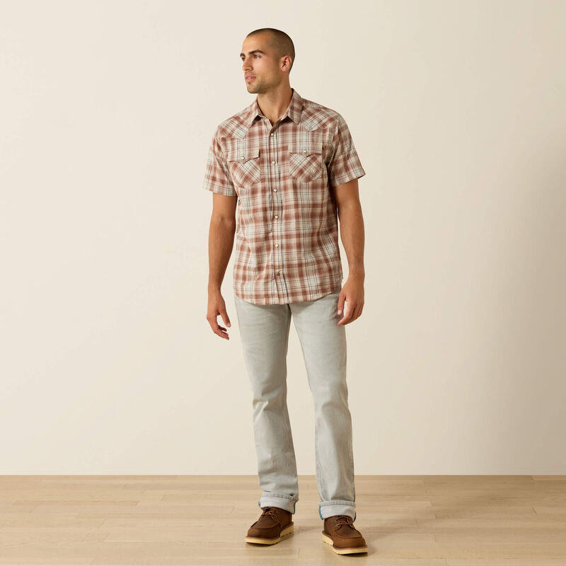Ariat Chemise ajustée rétro Hilliard à boutons-pression Homme Motif à carreaux brun clair