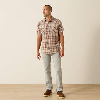 Ariat Chemise ajustée rétro Hilliard à boutons-pression Homme Motif à carreaux brun clair