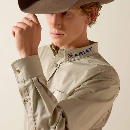 Ariat Chemise classique Team Logo en sergé léger Homme Kaki et marine