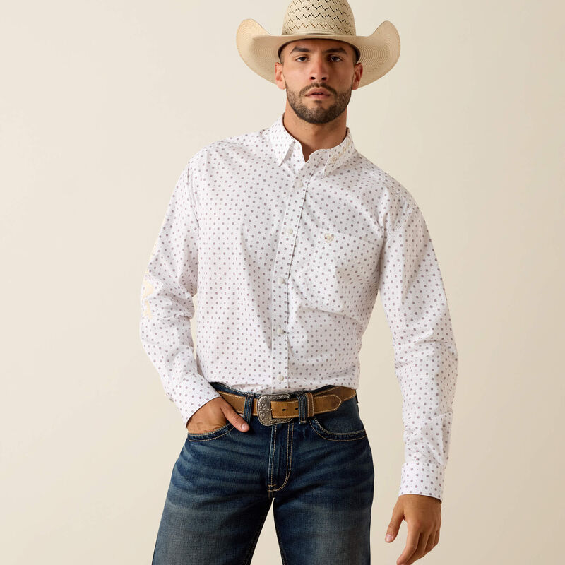 Ariat Chemise Team Wake coupe standard Homme Blanc / Kaki