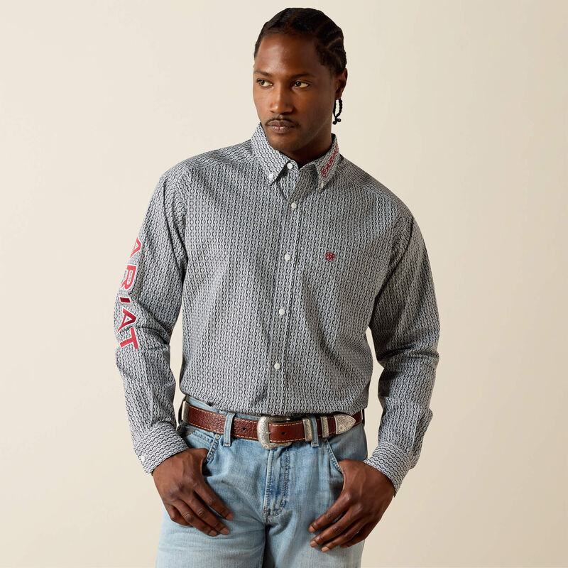 Ariat Chemise Team Ward coupe classique Homme Gris-Logo Bourgeonne