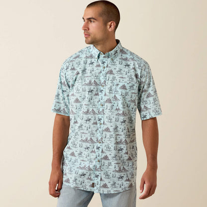 Ariat Chemise Pratt coupe classique Homme Motif western bleu éclat