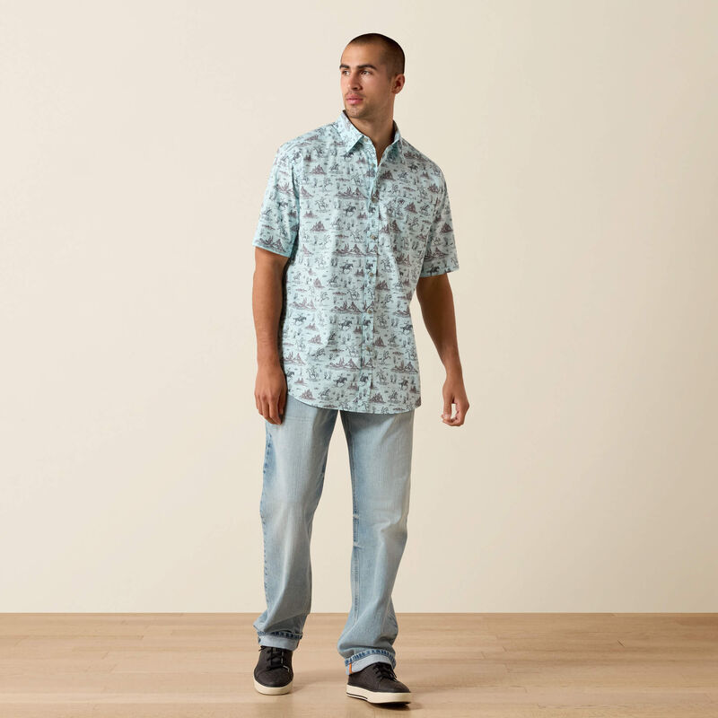 Ariat Chemise Pratt coupe classique Homme Motif western bleu éclat