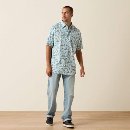 Ariat Chemise Pratt coupe classique Homme Motif western bleu éclat