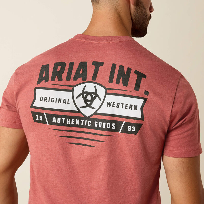 Ariat T‑shirt Ariat à badge Banner Homme Rouge argile mélangé