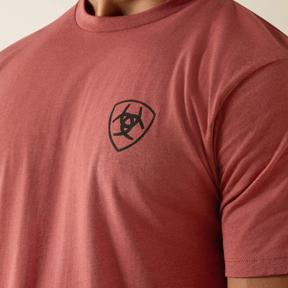 Ariat T‑shirt Ariat à badge Banner Homme Rouge argile mélangé