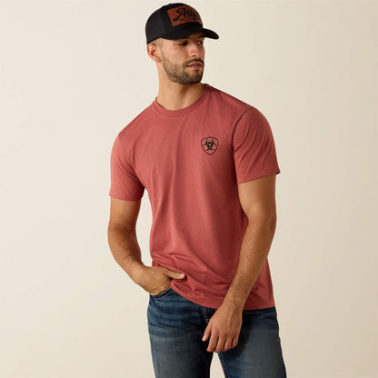 Ariat T‑shirt Ariat à badge Banner Homme Rouge argile mélangé