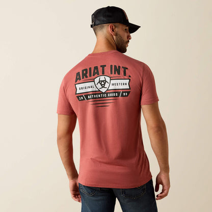 Ariat T‑shirt Ariat à badge Banner Homme Rouge argile mélangé