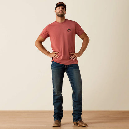 Ariat T‑shirt Ariat à badge Banner Homme Rouge argile mélangé