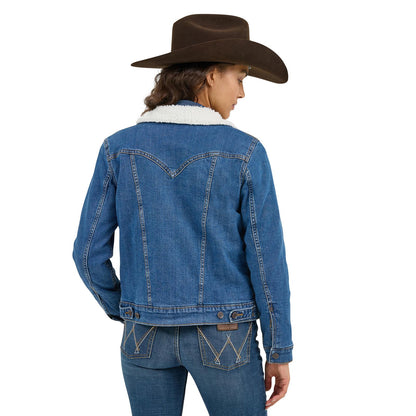 Wrangler Veste en Denim Doublée Sherpa pour Femme