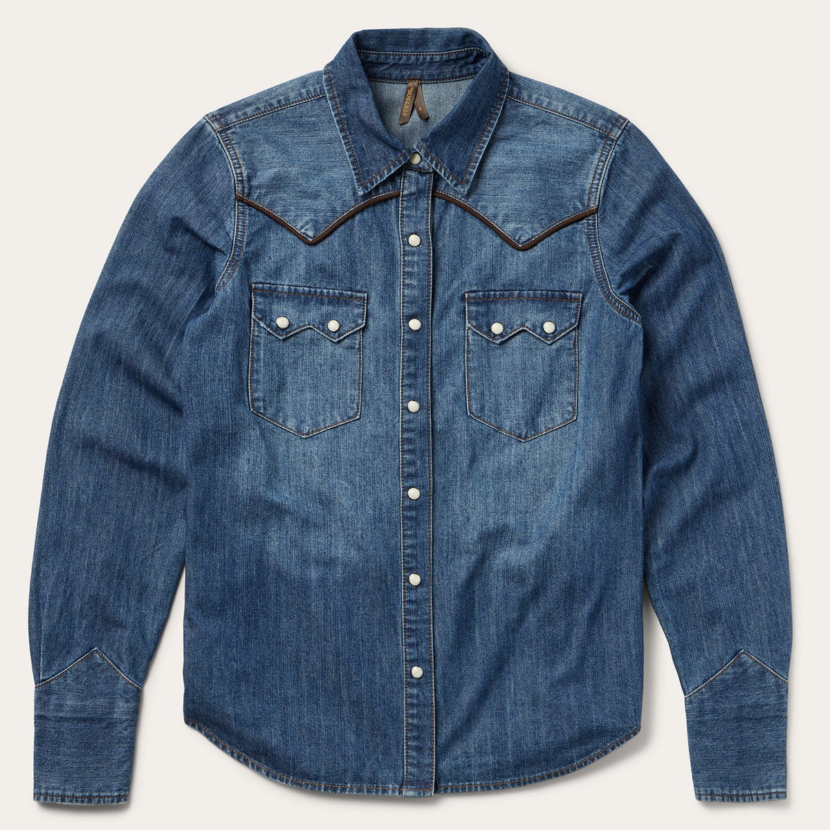 Stetson Chemise western en denim foncé pour homme/femme