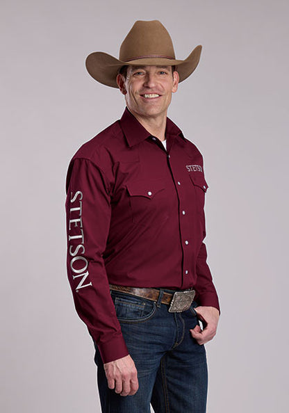 CHEMISE HOMMES AVEC LE LOGO STETSON - BOURGONNE