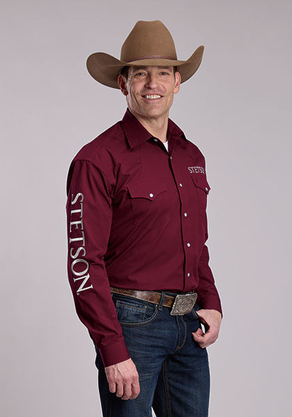 CHEMISE HOMMES AVEC LE LOGO STETSON - BOURGONNE
