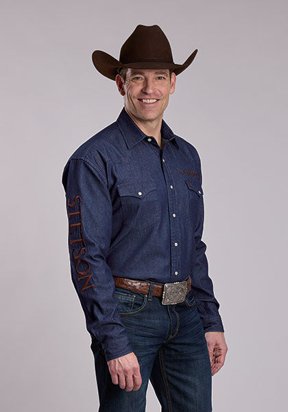 STETSON CHEMISE BLEU DENIM FONCÉ