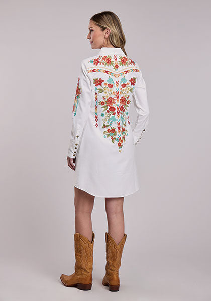 Stetson , Robe-chemise western en jean blanc femme
