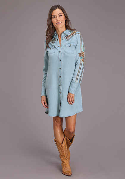 Stetson Robe-chemise en denim brodée – Style western