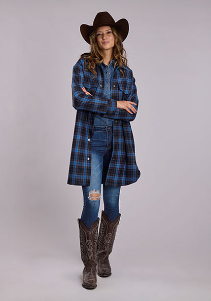 Veste longue en laine à carreaux pour femmes - Stetson