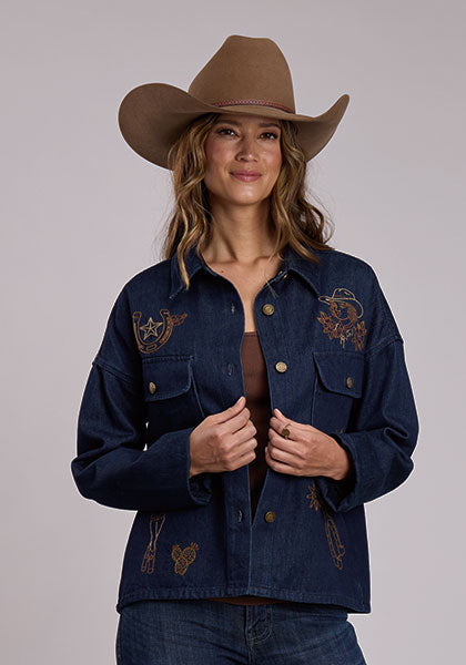 Stetson Veste en denim foncé pour femme