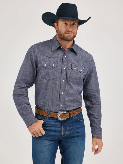 Wrangler Chemise Western Cody Johnson Bleu Marine pour homme
