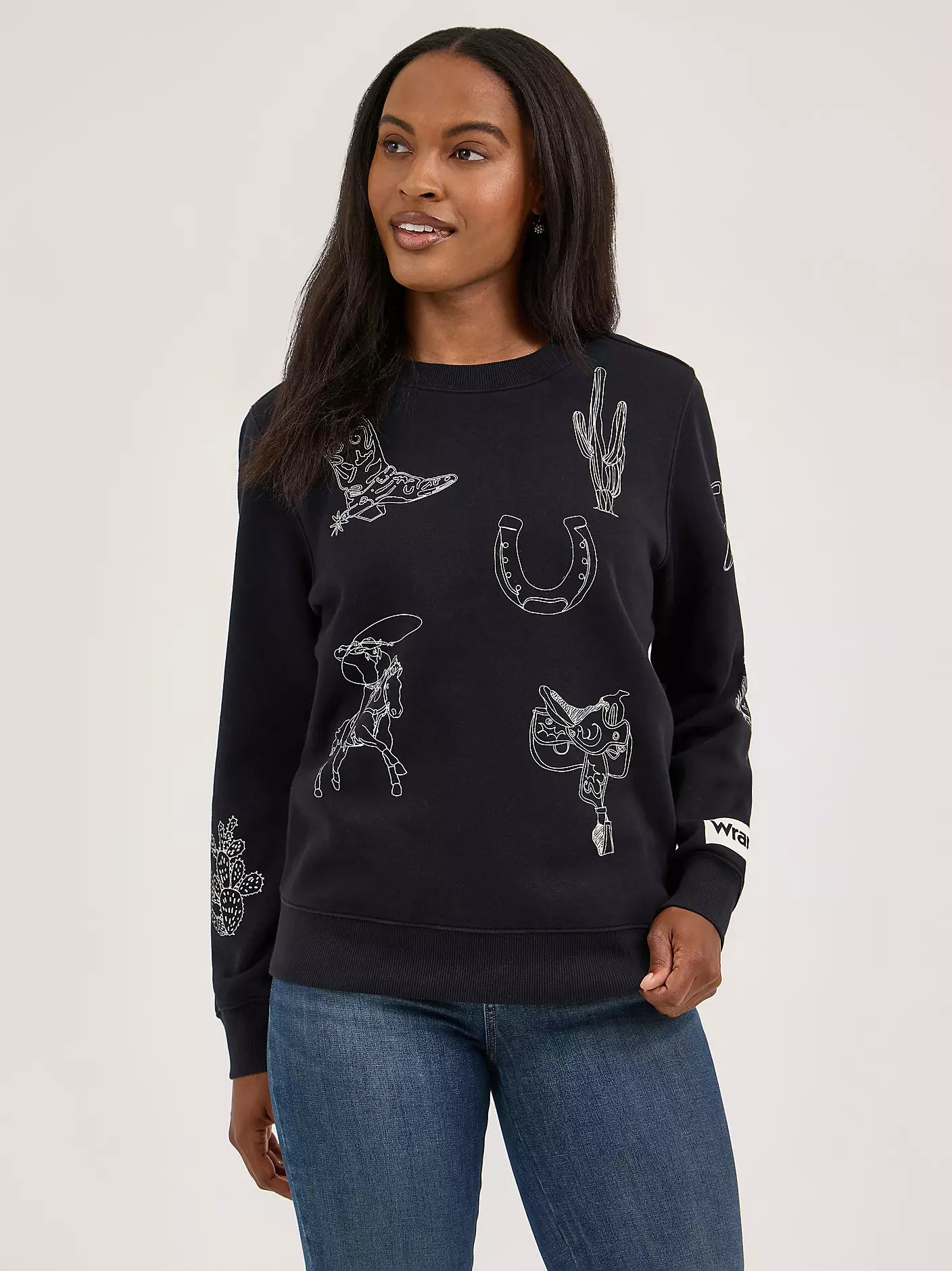 Wrangler Retro Sweat col rond Cowboy Icons pour Femme
