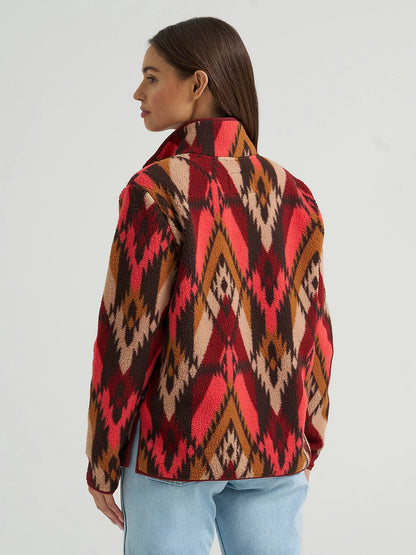 Wrangler Retro Vintage Sherpa zip Burgundy Flame pour Femme