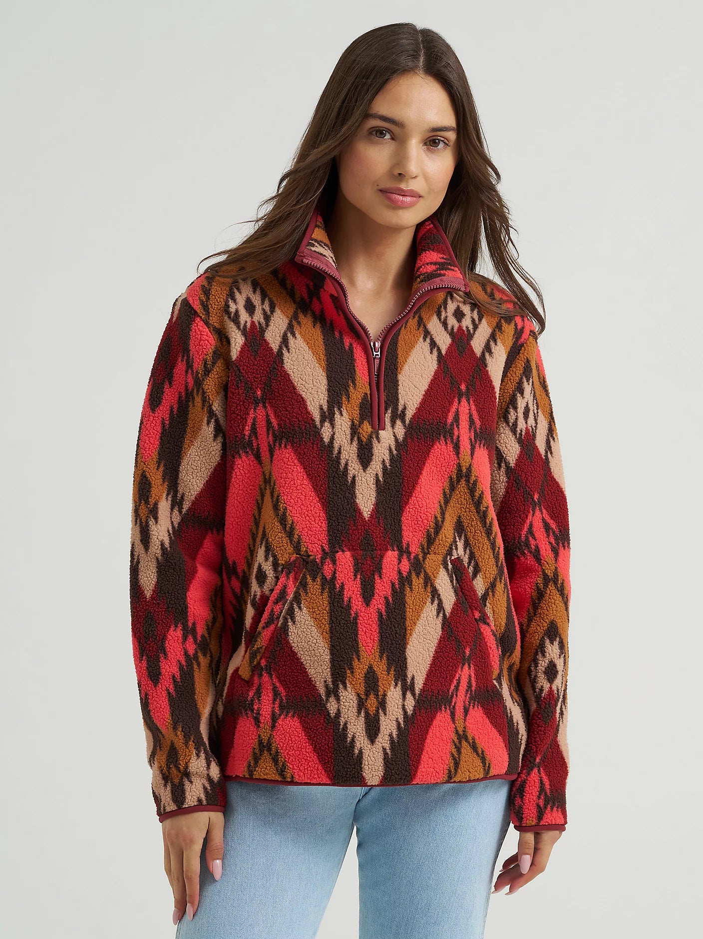 Wrangler Retro Vintage Sherpa zip Burgundy Flame pour Femme