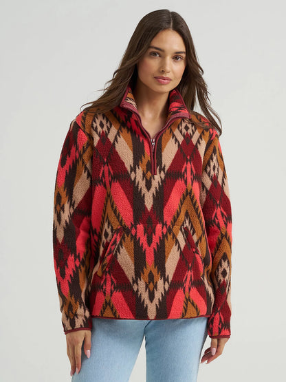Wrangler Retro Vintage Sherpa zip Burgundy Flame pour Femme
